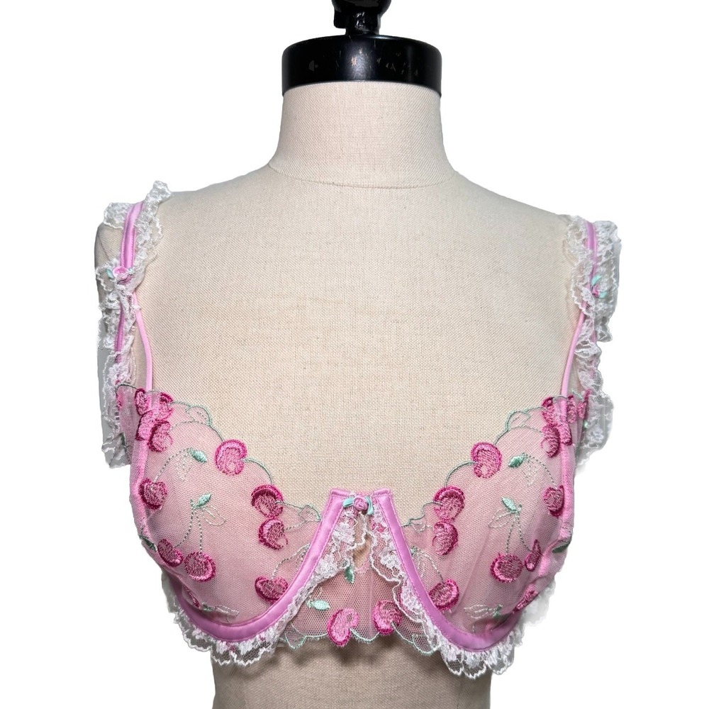 VS‎ For Love And Lemons Sweet Cherries Underwire Bra Pink L NWOT